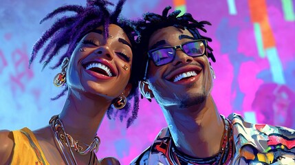 Obraz premium Happy young couple smiling brightly.