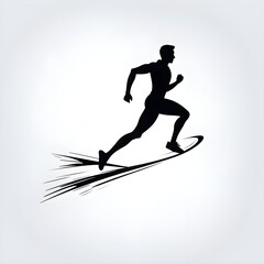 Naklejka premium abstract stylized black icon of a runner silhouette on white background
