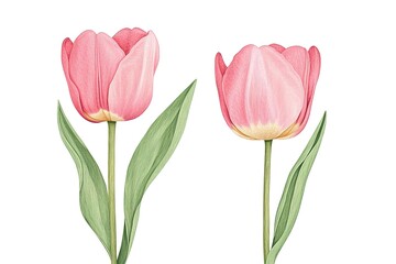 Obraz premium Two Delicate Pink Tulips, Perfect for Spring Design
