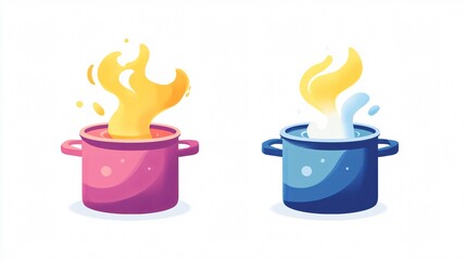 Cooking Pot with Boiling Water Icon Vector for Culinary Designs
