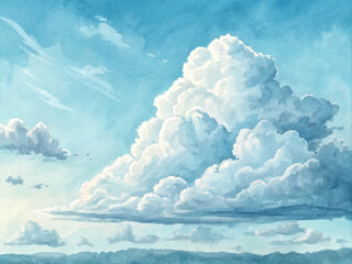 ** A majestic cloud formation dominates the sky, enhancing the serene landscape below.  
**