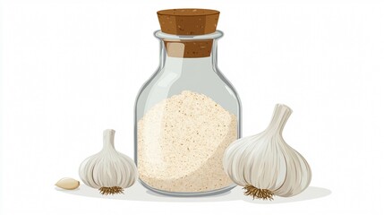 Garlic Powder Bottle Vector Illustration Isolated in White Background
