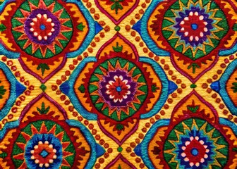 Rajasthan Geometric Block Print Fabric Swatch Silhouette Photography - Indian Textile Design