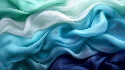 Fototapeta premium Blue Teal White Silk Fabric Texture Background