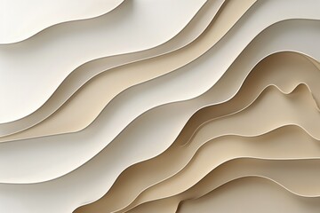 Abstract paper cut out design in mocha and cream for modern art and decor