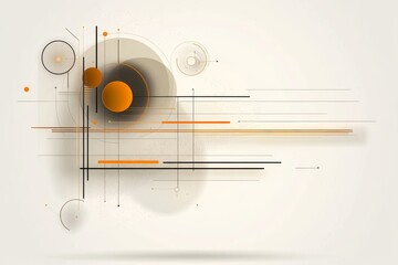 Obraz premium Abstract composition with circles and lines in shades of orange and gray, creating a modern and dynamic visual effect
