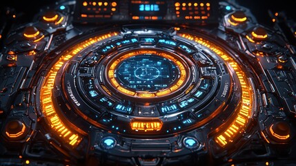 Futuristic Tech Interface: Neon Lights and Circuitry