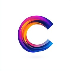 letter C with abstract motion lines icon logo illustration isolated on white background