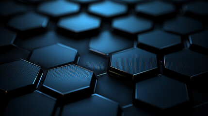 Obraz premium Sleek High-Tech Design Featuring Glowing Hexagonal Grid and Dynamic Metallic Surface
