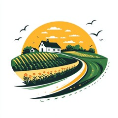 Design of unique agriculture farming logo illustration isolated on white background