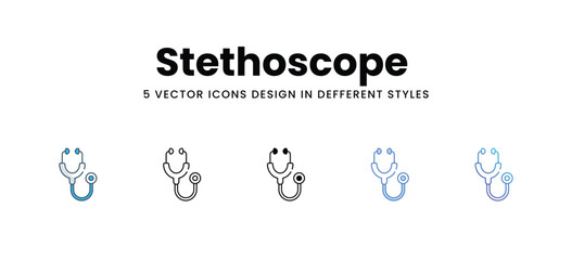 Stethoscope icons in different style vector stock illustration
