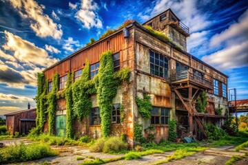 Fototapeta premium Abandoned Dogfish Factory Urban Exploration Photography - Dark, Gritty Industrial Ruins