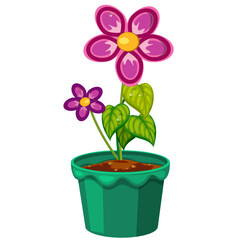 flower in a green pot on a light background