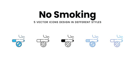 No Smoking icons in different style vector stock illustration
