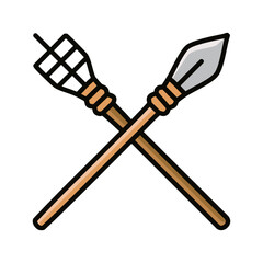 crossed medieval spears icon over white background. colorful design. vector illustration