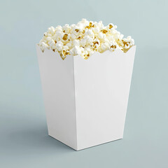 White popcorn box, front view