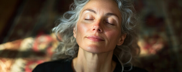 Serene Woman Relaxing in Sunlit Nature