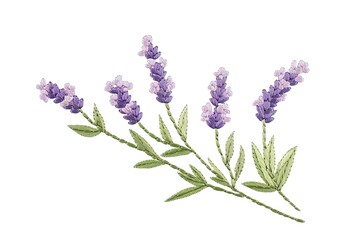 Fototapeta premium Delicate Embroidered Lavender Branch Design