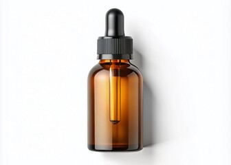 Fototapeta premium Amber Dropper Bottle Mockup: 1oz Essential Oil Serum Packaging, Macro Photography