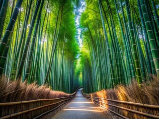 Arashiyama Bamboo Grove Path, Soft Light, Japan - Scenic Nature Photography