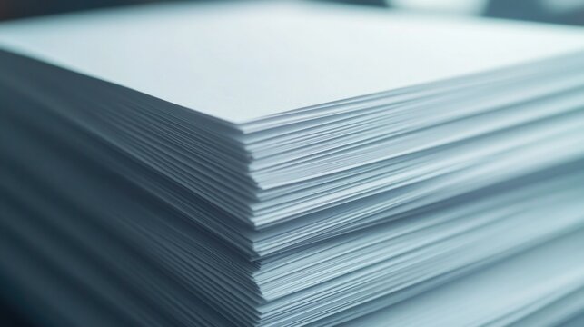 A stack of printed documents on a table.