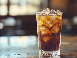 A refreshing drink on a countertop.