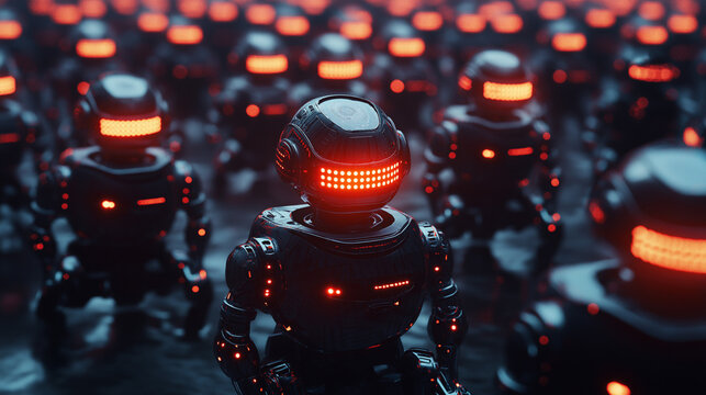 Robotic action in cybersecurity ai countermeasures against threats futuristic environment close-up view