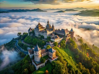 Bana Hills Foggy Castle Aerial View | Da Nang Vietnam Landscape Photography
