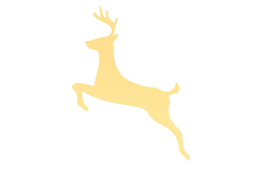 Christmas golden reindeer jumping silhouette isolated on white
