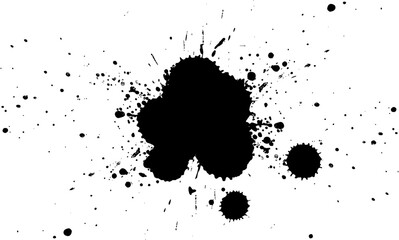 black ink brush painting dropped splash splatter grunge graphic element