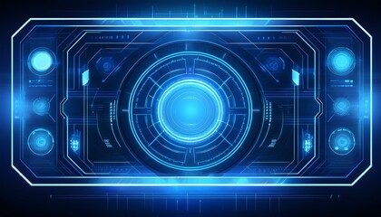 Futuristic Tech Interface: Glowing Blue Digital HUD Display 