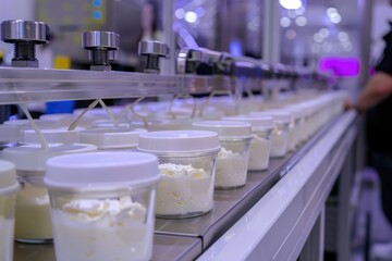 Yoghurt packing machine is shown at a food and drink exhibition.