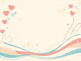 Pastel Hearts and Swirling Lines Abstract Design