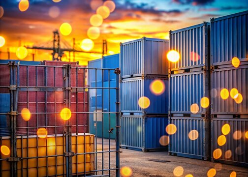 Bokeh Photography: Stacked Shipping Containers & Metal Crates