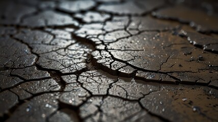 Fototapeta premium Cracked earth surface showing aridity and drought