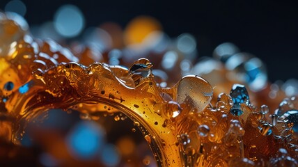 Amber Liquid Splashing Dynamic Abstract Art