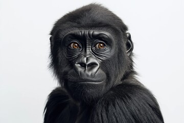 Obraz premium Studio photo of a gorilla isolated against a white background. Wildlife and conservation concept, space for copy.