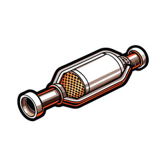 Close-up detailed image of a used automotive catalytic converter, showcasing its internal honeycomb structure and (1) indicating a specific component for analysis.