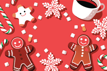 A steaming mug of hot cocoa topped with fluffy marshmallows sits beside a plate of freshly baked Christmas cookies, decorated with festive sprinkles and icing.