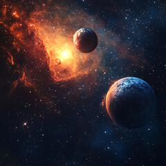 Obraz premium Space with planets and stars