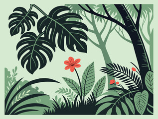 Tropical rainforest forest background Jungle forest silhouette