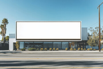 Obraz premium A mockup of a white background billboard on a building with a clipping path