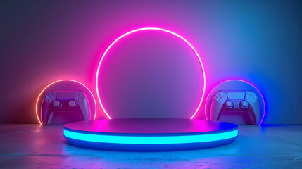 Neon Podium with a Gaming Background for a Dynamic eSports Presentation