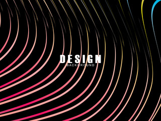 Rainbow color lines on black background, vector wave lines, artistic illustration for presentation, app wallpaper, banner, website, promotion, advertising, technology, etc.