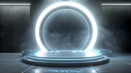Podium Background Featuring Circle Lighting Effect for an Enhanced Presentation