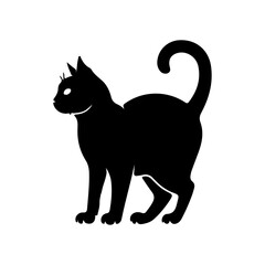 Black Cat Silhouette Vector Illustration, Minimalist Black Cat Design, Feline Art for Pets and Wildlife Themes