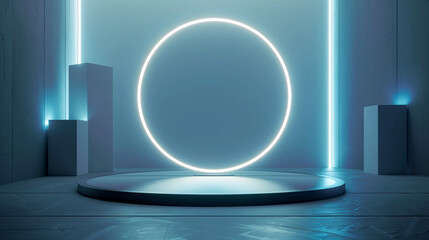 Podium Background Featuring Circle Lighting Effect for an Enhanced Presentation
