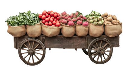 Colorful Market Cart Loaded with Fresh Vegetables Ideal for Farmers' Markets, Grocery Stores, and Healthy Lifestyle Promotions.