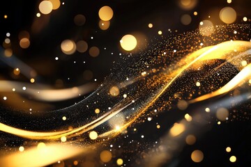 Glimmering Gold Waves with Shimmering Bokeh Effect Background