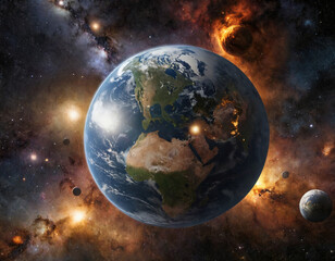 Earth in a beautiful solar system